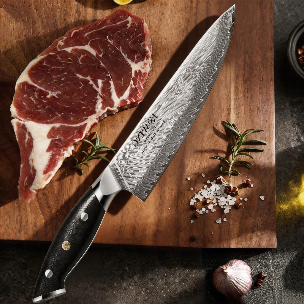 67-Layer Damascus Chef Knife VG10 Steel – 21cm Slicing Blade