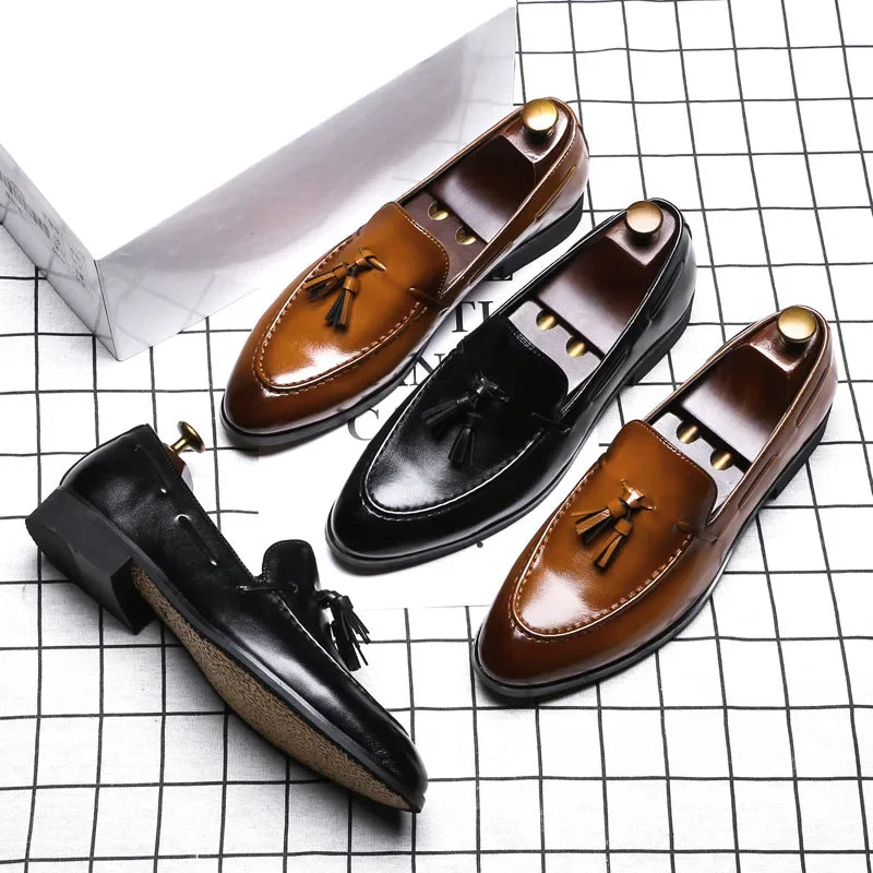 Men's Italian Style Leather Loafers – Luxury Slip-On Casual Shoes