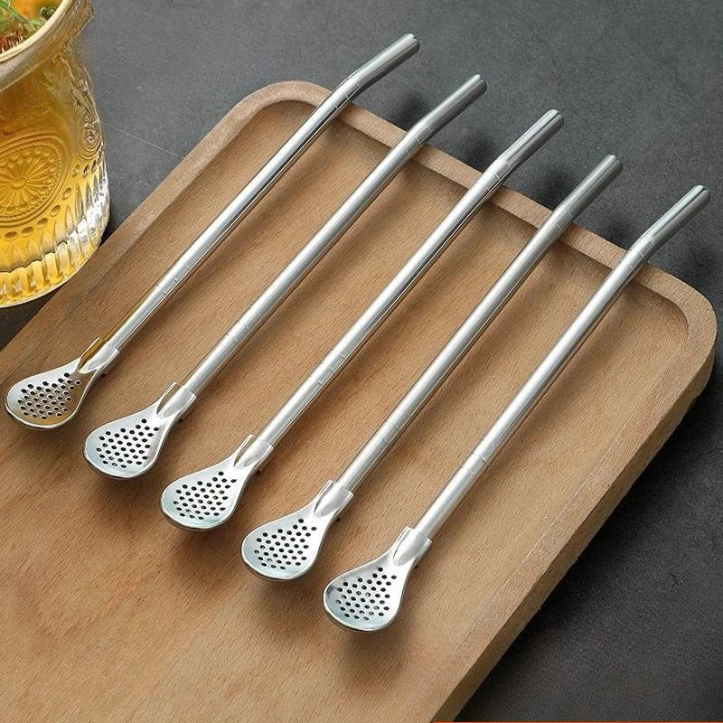 Detachable Bombilla Filter Straw Stainless Steel Spoon Tea Yerba Mate