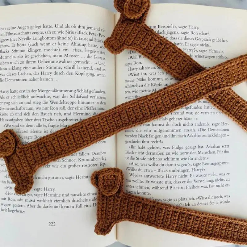 Crochet Bookmarks Knitted Brown Dog Bookmark Beautiful Animal Book