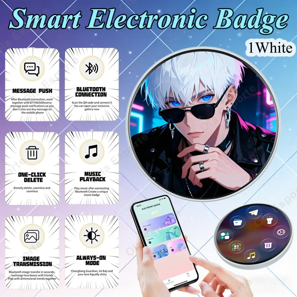 Smart Dynamic Electronic Badge Anime Merchandise Digital Display Game