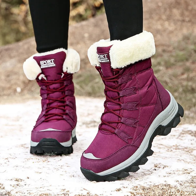 Women's Winter Insulated Ankle Boots – Slip-Resistant Lace-Up