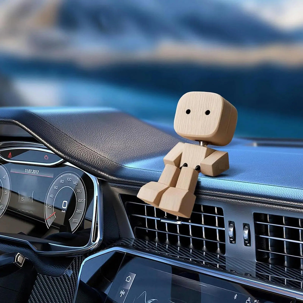Shaking Feet Wooden Doll Car Dashboard Decoration Accessories