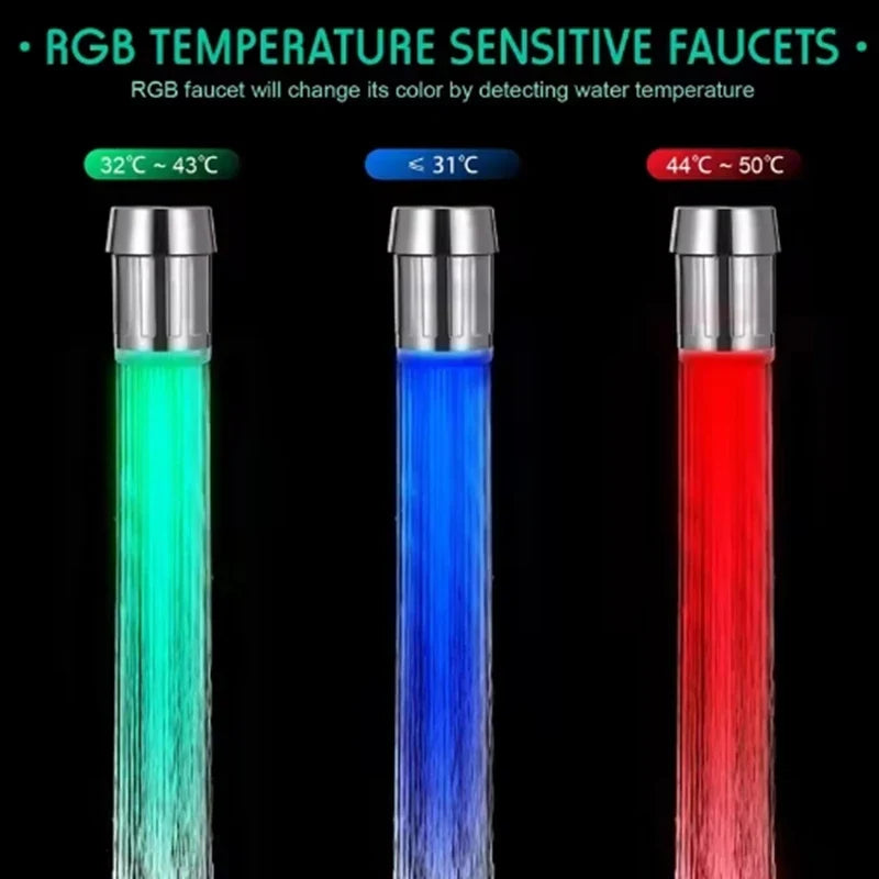 LED Color-Changing Faucet Aerator | 7-Color Temperature Sensor