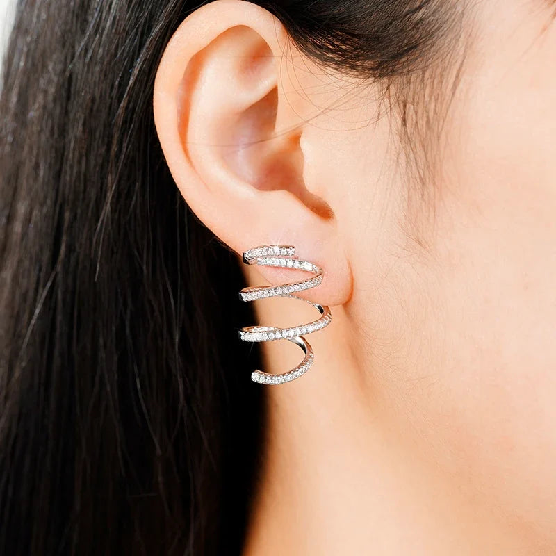 Huitan Twisted Geometric Drop Earrings – CZ Fashion Jewelry