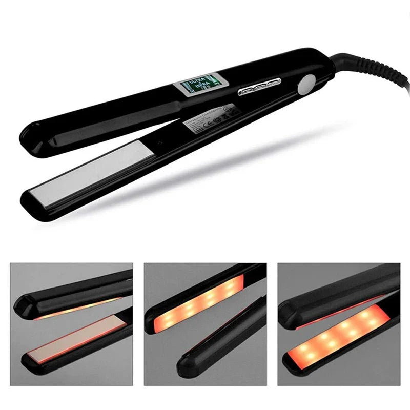 Infrared Ultrasonic Hair Straightener LCD Display | 120–230°C