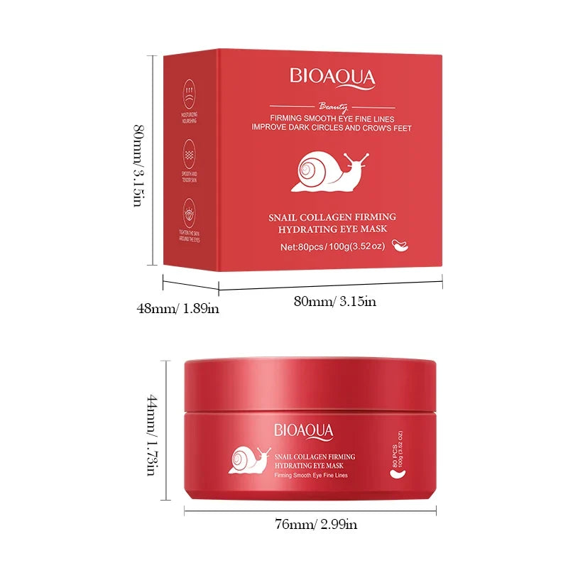 BIOAQUA Snail Collagen Eye Masks 80pcs | Dark Circles & Anti-Aging