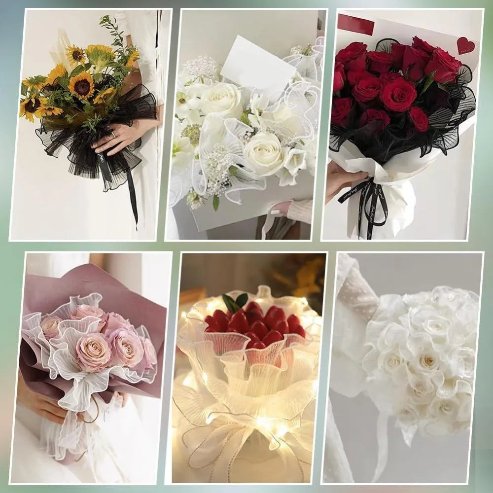 4-Pack Flower Wrapping Mesh Net Paper – Black & White Bouquet