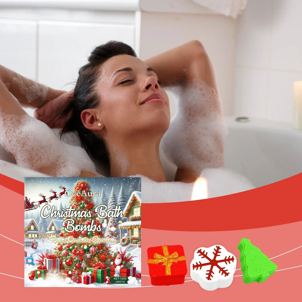 OceAura Christmas Spa Bath Bombs – Moisturizing Gift Set 120g