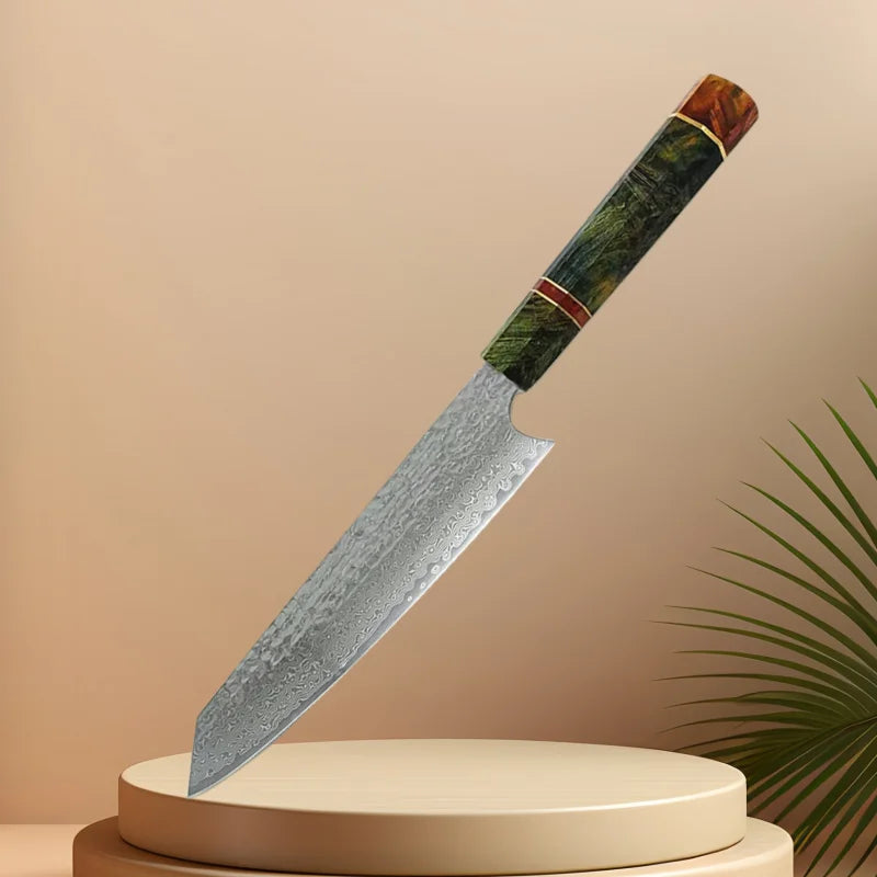 Damascus Nakiri Chef Knife – 67-Layer VG10 Steel | 8 Inch