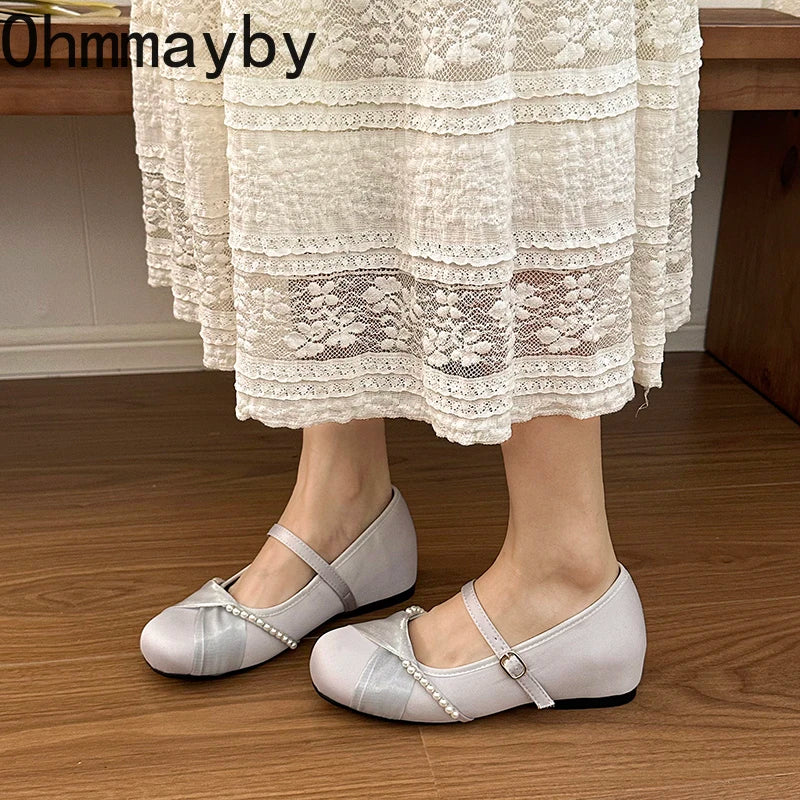 Satin Mary Jane Flats – Women's Elegant Party Dress Shoes