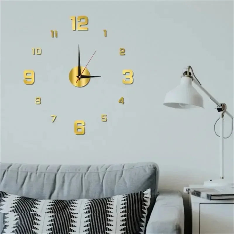 3D DIY Acrylic Mirror Wall Clock | Modern Frameless Home Decor