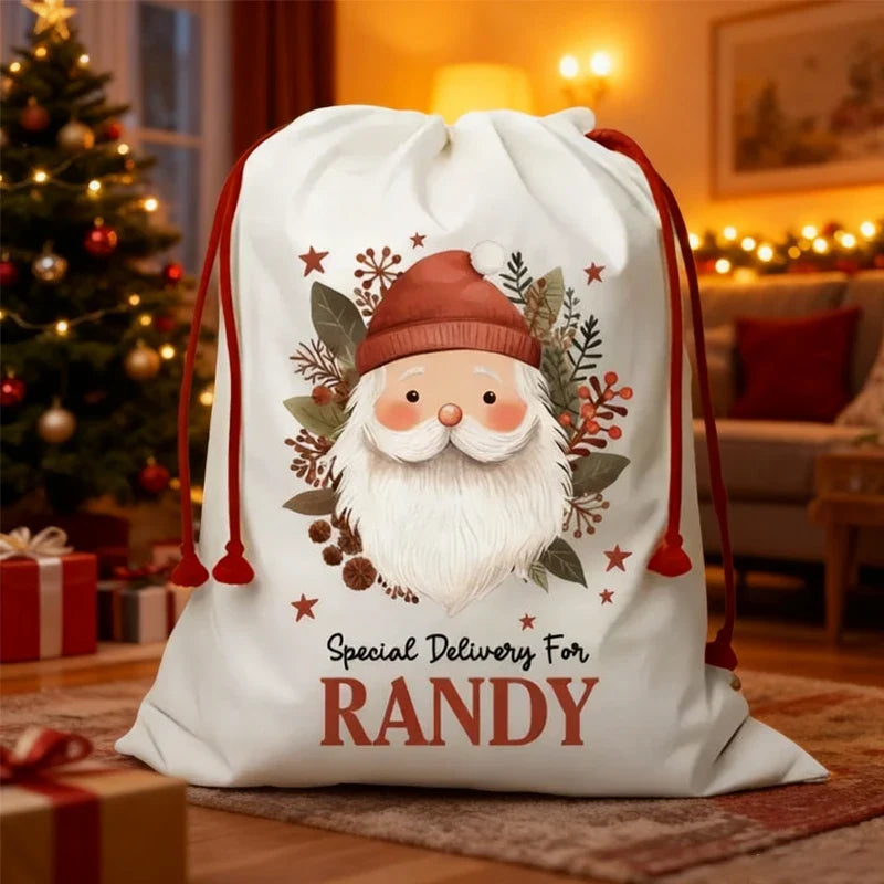 Personalized Santa Sack | Custom Christmas Drawstring Gift Bag