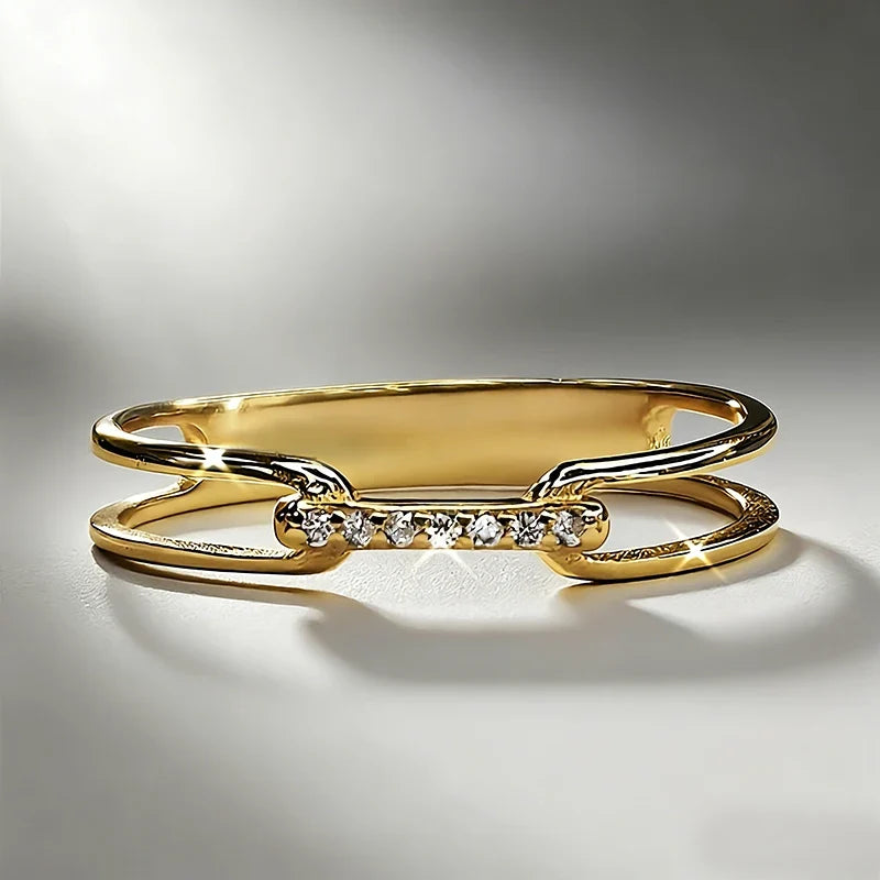 Huitan Chain Link Ring Women – CZ Brass Fashion Ring