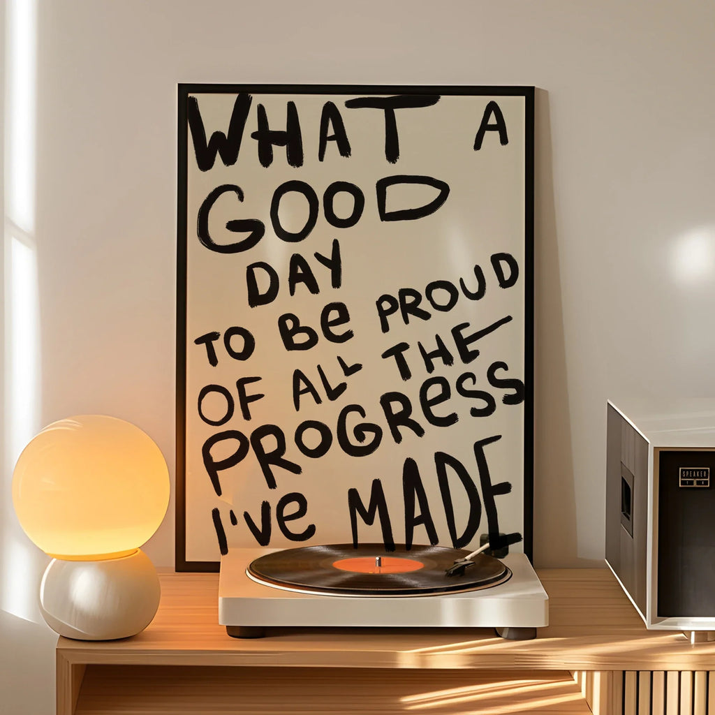 Modern Minimalist Inspirational Progress Canvas Wall Art Print