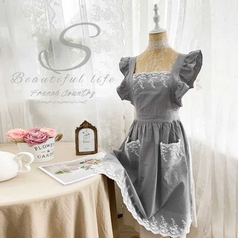 Women's Cotton Linen Vintage Apron – Kitchen, Garden & Café