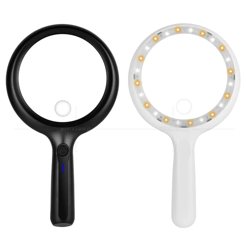 Handheld Magnifying Glass 28X 56X with 24 LED Tri-Color Light