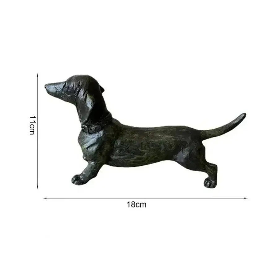 Resin Dachshund Figurine – Black Dog Garden Sculpture Ornament
