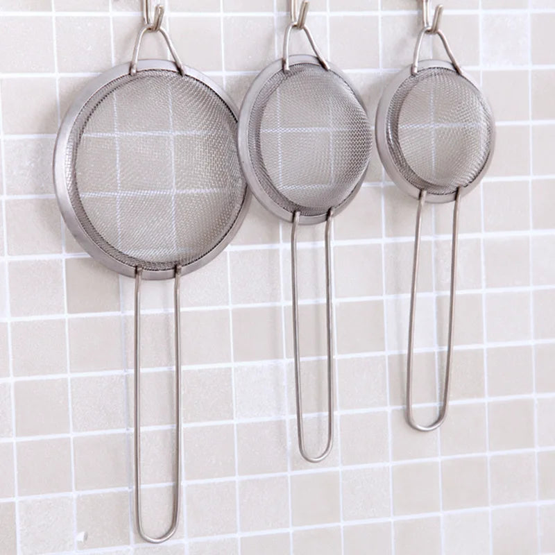Stainless Steel Fine Mesh Strainer Sturdy Handle Hook Colander Sifter