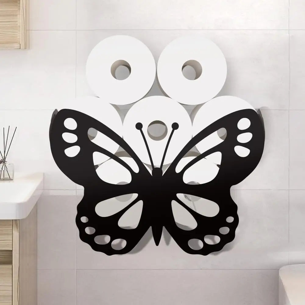 Forest Bear Metal Toilet Paper Holder – Black Wall Mount 8 Roll