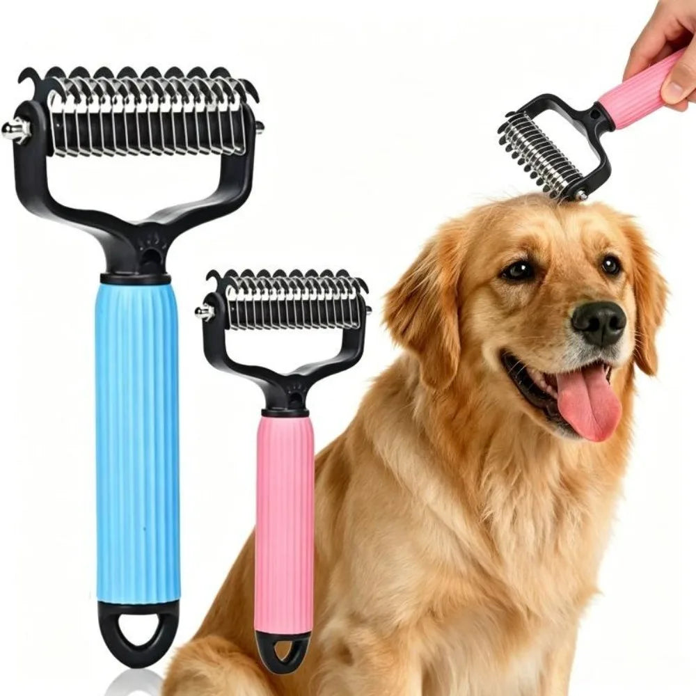 Dual Sided Stainless Steel Pet Grooming Comb Smooth Fur Tidying Tool