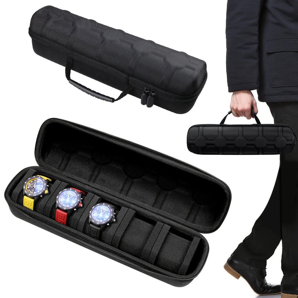 5 6-Slot Watch Case Hard Shell Travel Organizer Pillow Insert Ready