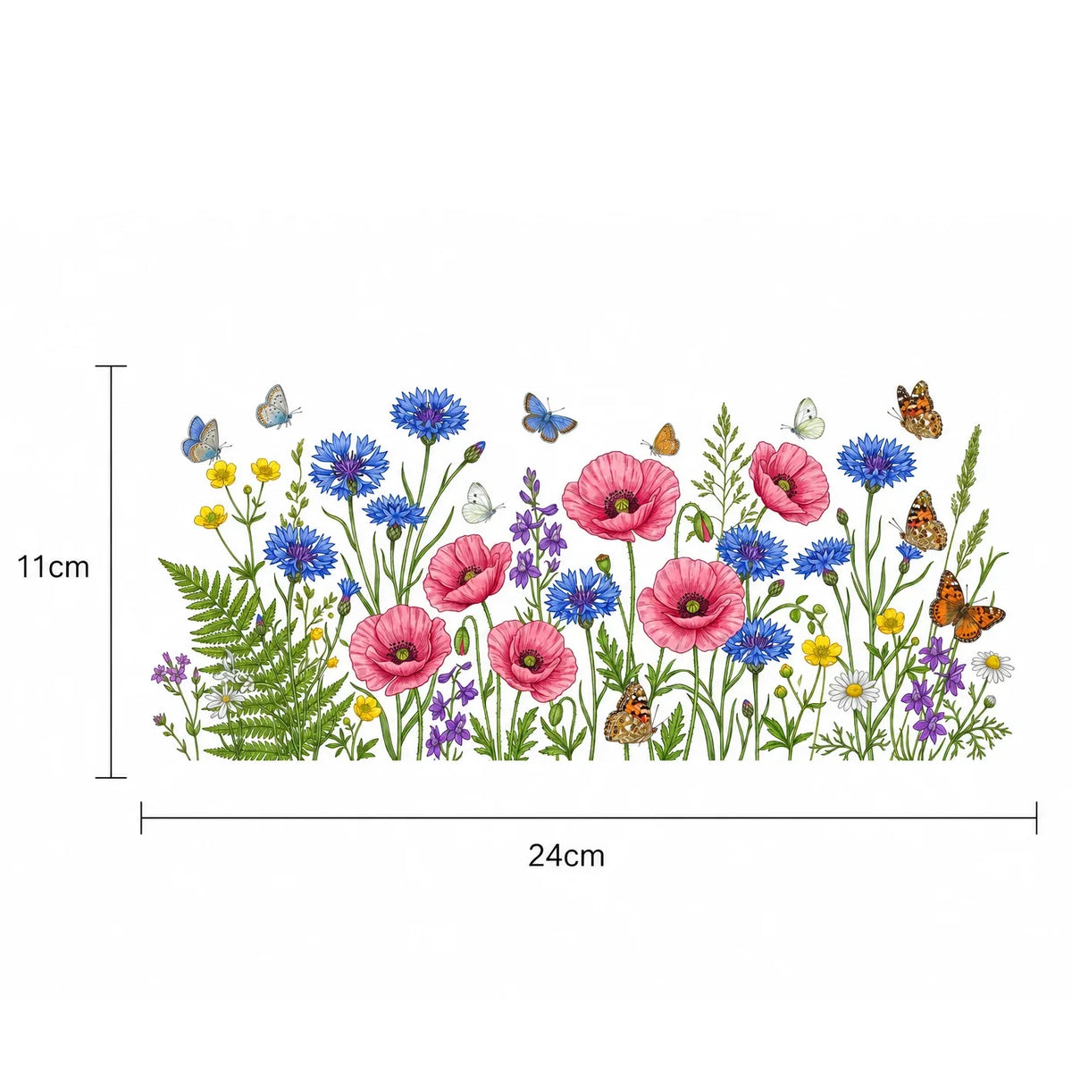 Watercolor Wildflower Butterfly Decal | Botanical Wall Sticker