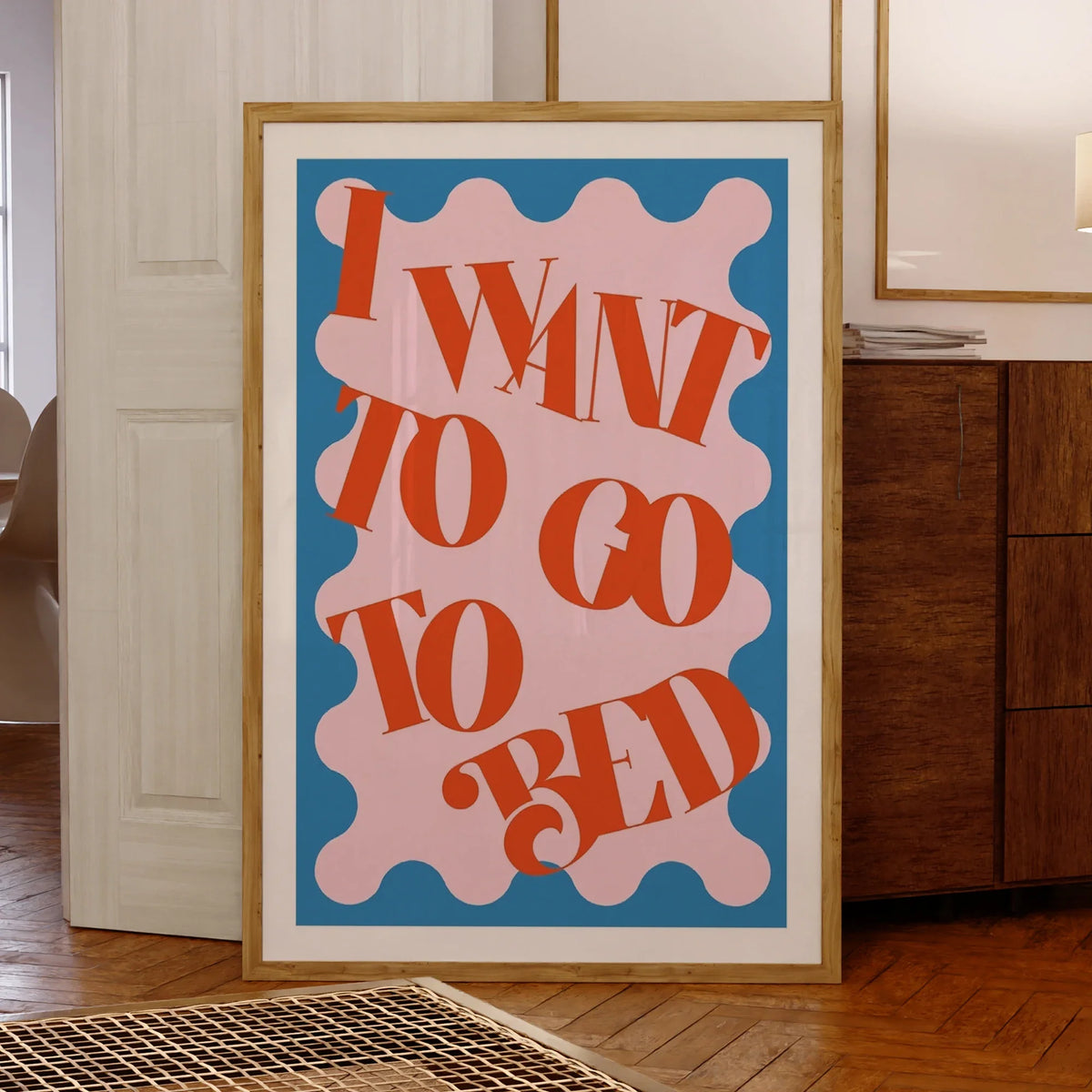 "I Want To Go To Bed" Funny Canvas Wall Art Print