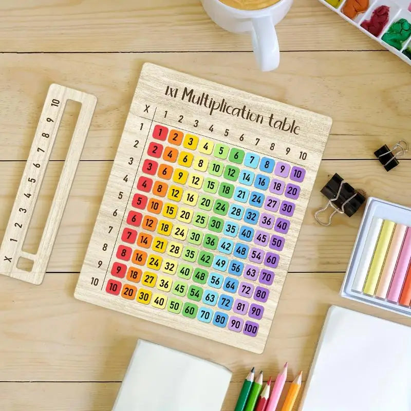 Colorful Wooden Multiplication Table Board | Math Learning Aid