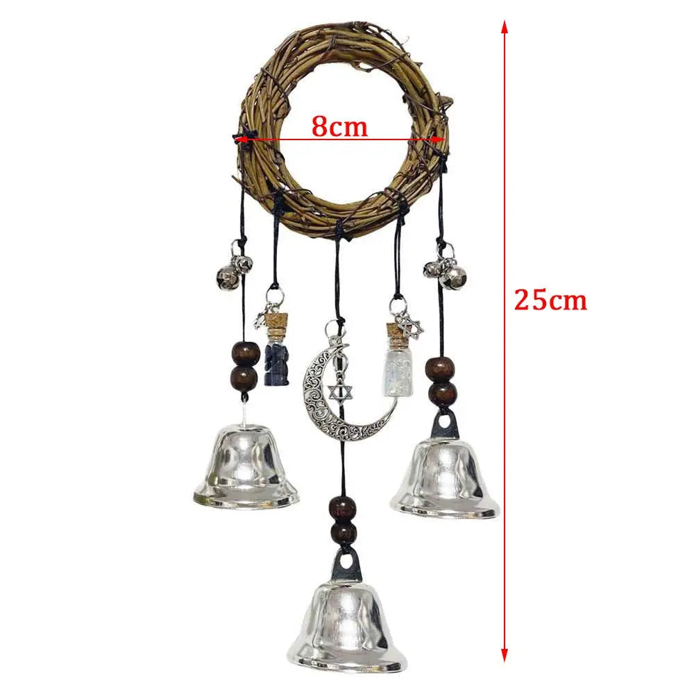 Witch Bells Door Hanger | Handmade Wiccan Wind Chime Wreath