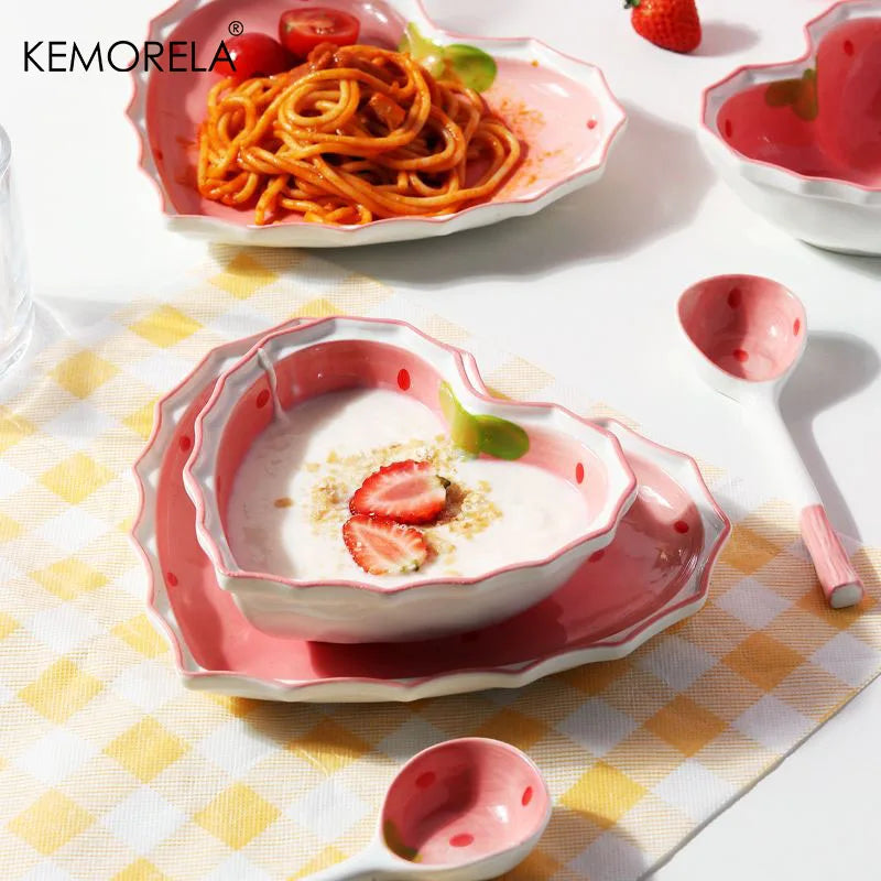 Ceramic Strawberry Spoons Set 2/4/6Pcs | KEMORELA Tableware