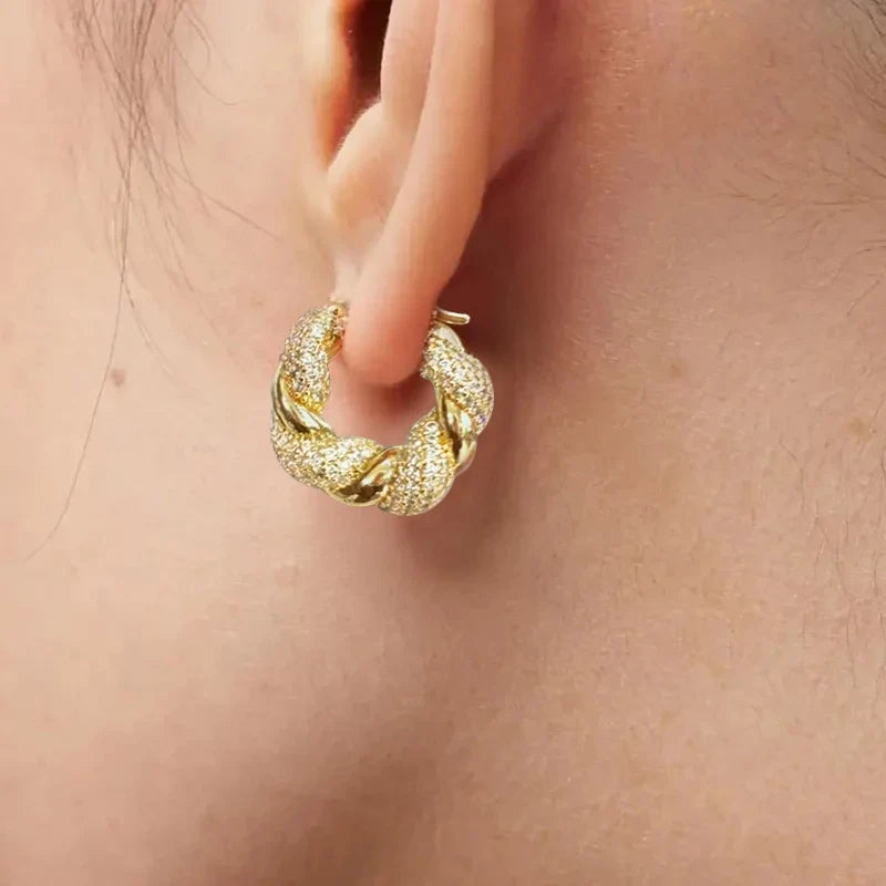 Huitan Twisty Hoop Earrings – Cubic Zirconia Women's Jewelry