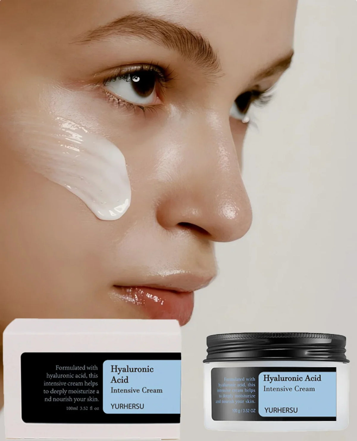 Hyaluronic Acid Face Cream – 48H Moisture, Oil-Free, 100ml