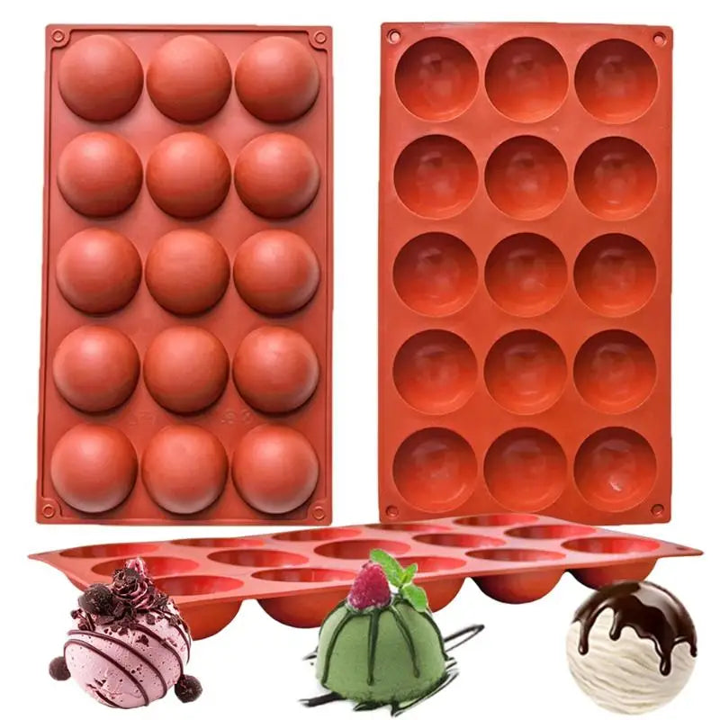 15-Cavity Silicone Half Ball Mold – Chocolate & Mousse Baking