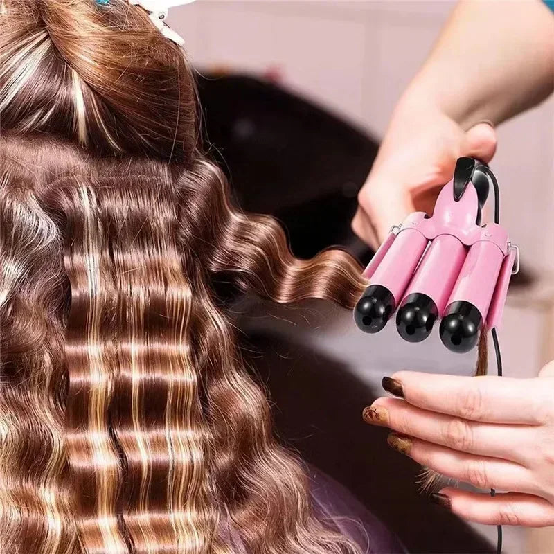 Ceramic Triple Barrel Hair Waver – Pro Curling Iron for Women