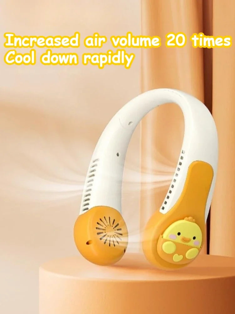 Bladeless Neck Fan Cute Pig & Dinosaur | 3 Speed USB Rechargeable