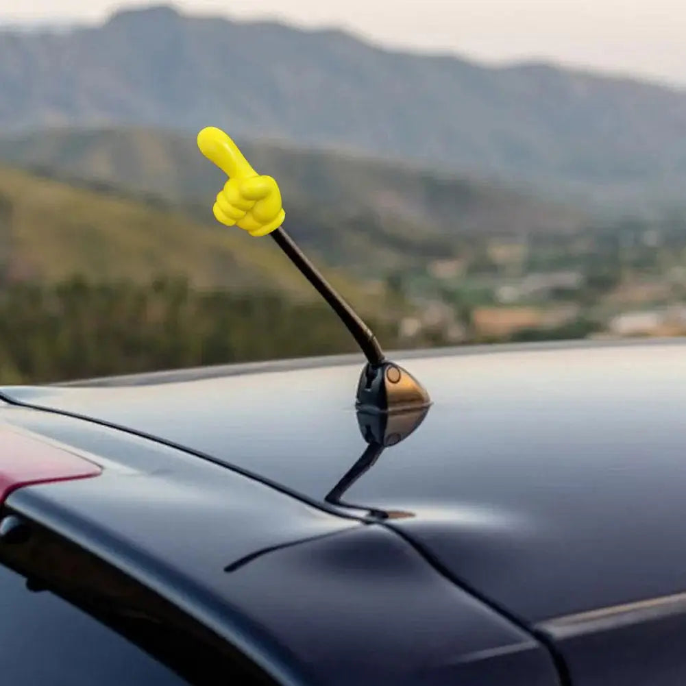 Funny Peace Sign Car Antenna Topper – Yellow PVC Ornament