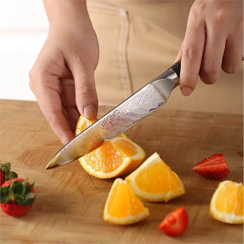 3.5" Damascus Steel Paring Knife – VG10 Core & Carbon Fiber