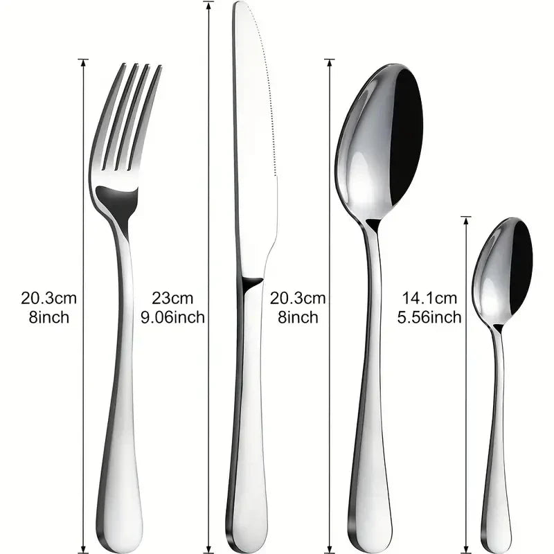 16-Piece Stainless Steel Cutlery Set – Knives, Forks & Spoons