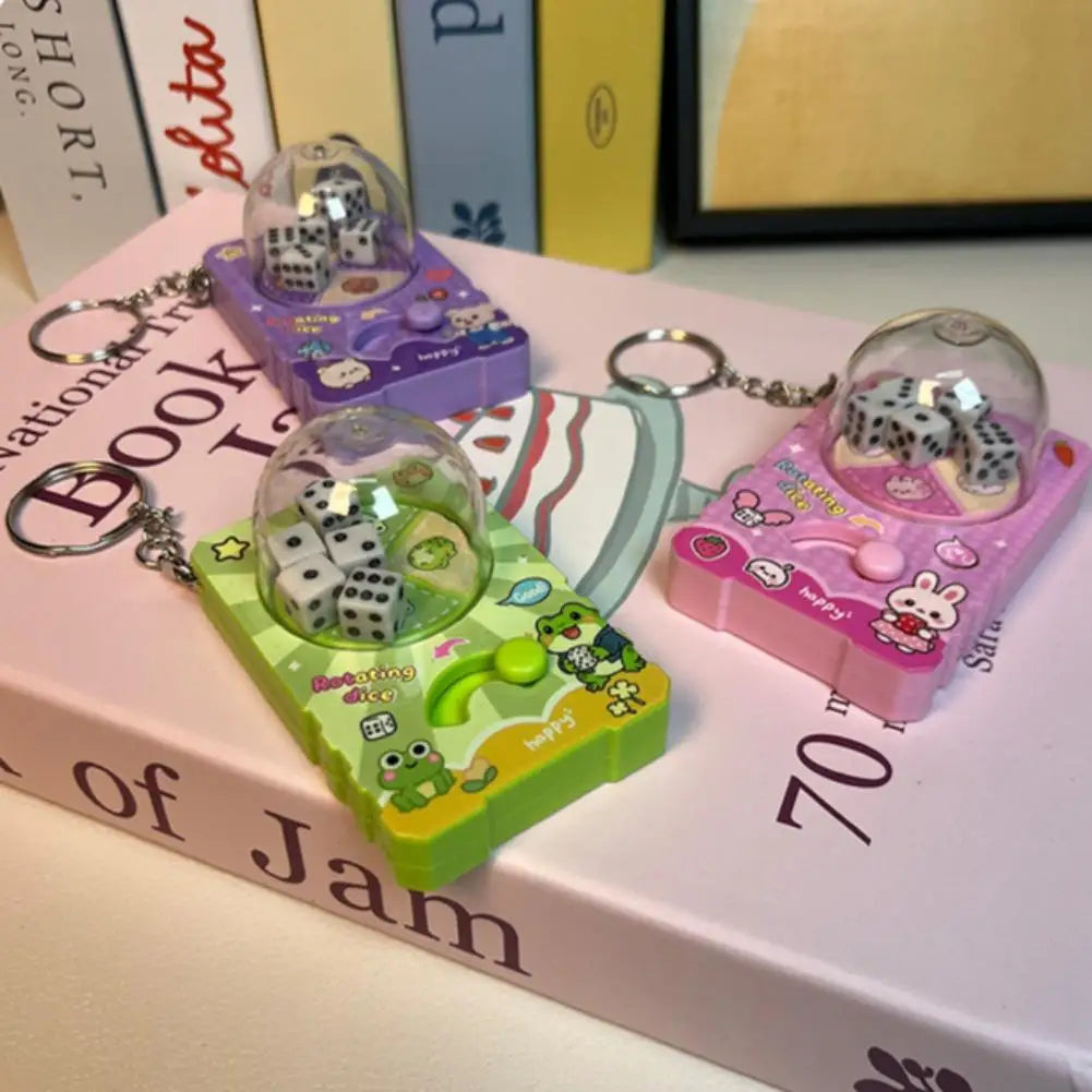 Cute Cartoon Rotating Dice Game Keychain Stress Relief Toy Manual