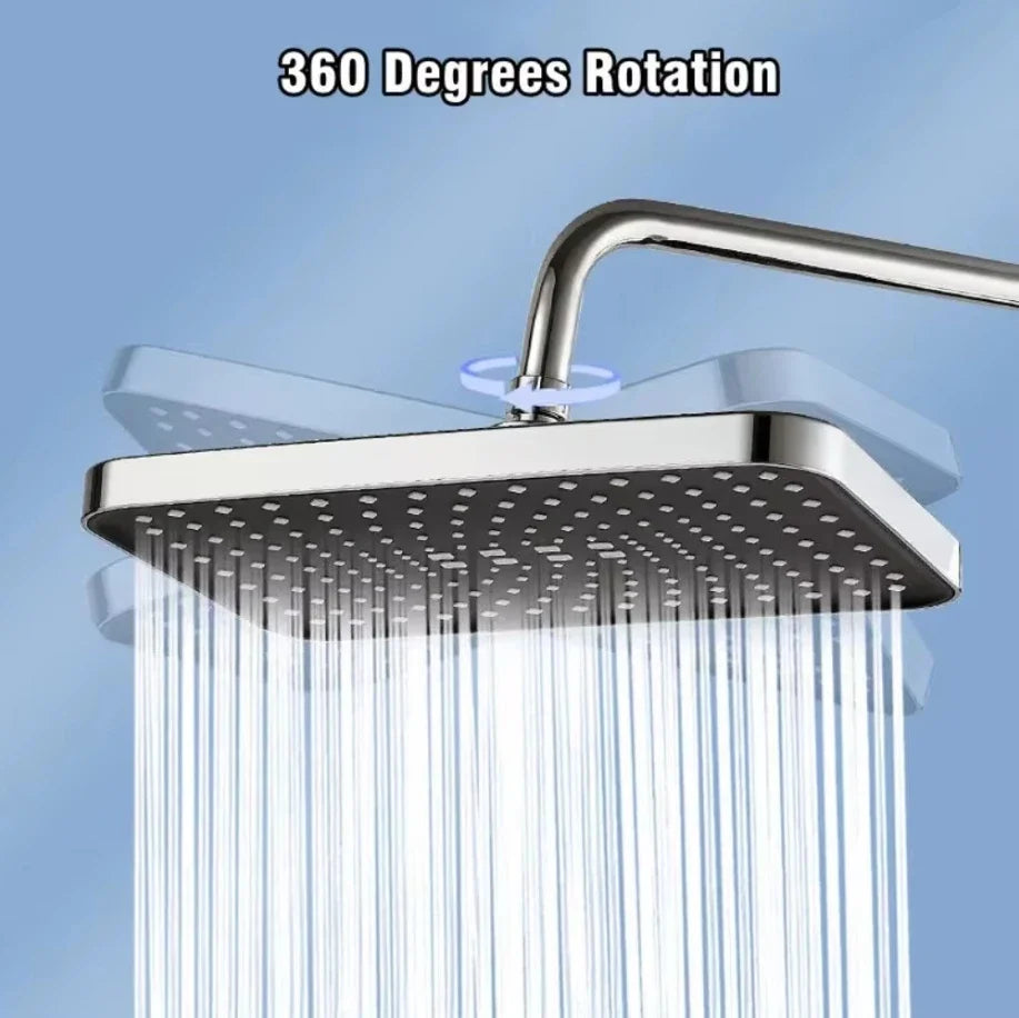 30cm Rainfall Shower Head – 360° Rotation, High Flow & Water Saving