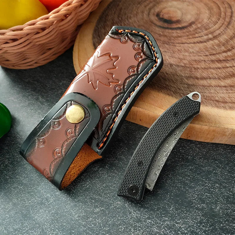 Damascus Steel Folding Pocket Knife – Sharp Multi-Purpose Blade