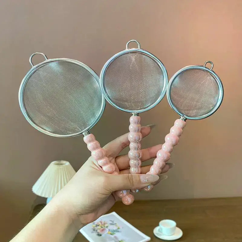 Tea Strainer with Pearl Ceramic Handle – Fine Mesh Sieve