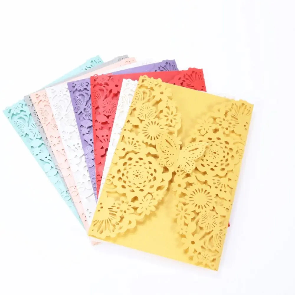50pcs Laser Cut Hollow Floral Wedding Invitation Cards