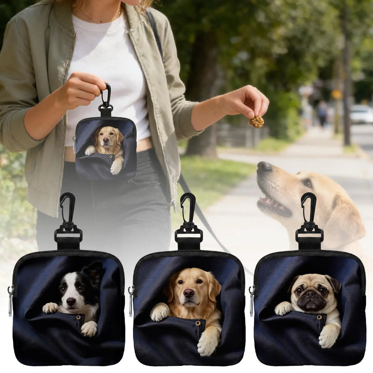 Portable Dog Supports Pouch Training Carrier Belt Clip Puppy Food