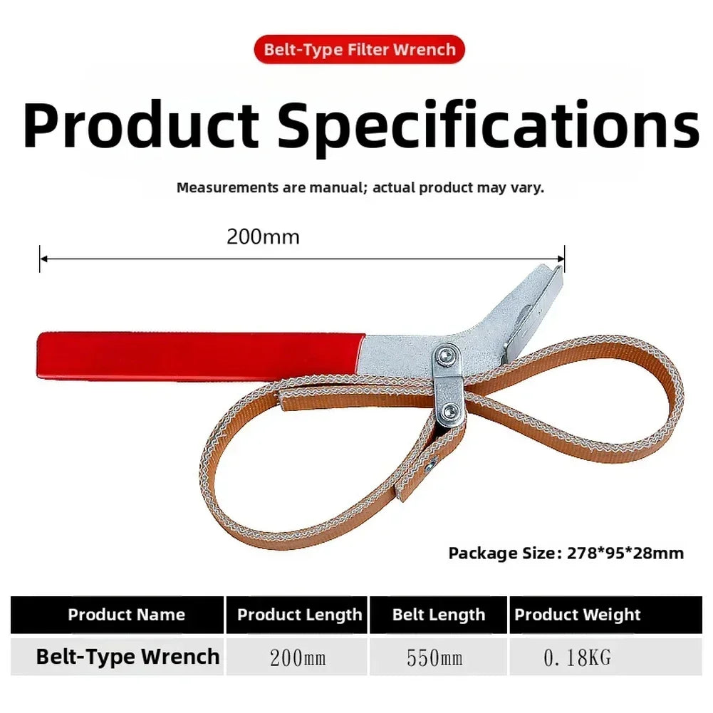 Adjustable Belt Filter Wrench – Heavy-Duty Strap Opener Tool