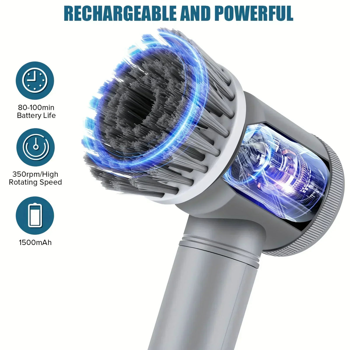Electric Spin Scrubber – Rechargeable, 5 Brush Heads