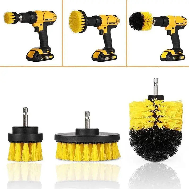 3-Piece Drill Scrubber Brush Set – Bathroom Cleaning Kit