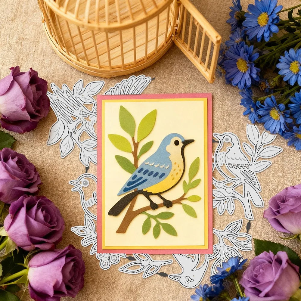 Bird & Tree Branch Cutting Dies – 3D Embossing Stencils 5-Pc Set
