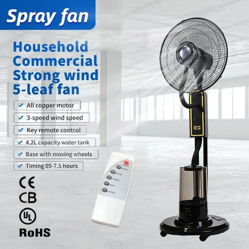 4L Misting Spray Fan 75W – Water-Cooled Tower Fan for Home